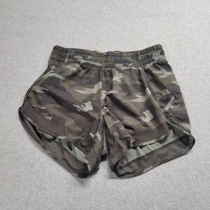 Athleta Printed Mesh Racer Run Short 4 Camo Green XS Running Workout Shorts
